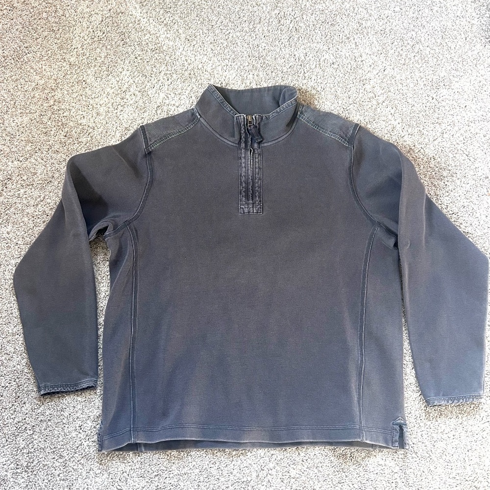 Carbon 2 Cobalt 100% Cotton Ribbed 1/4 Zip. EUC. Outdoor. Office. Eco friendly